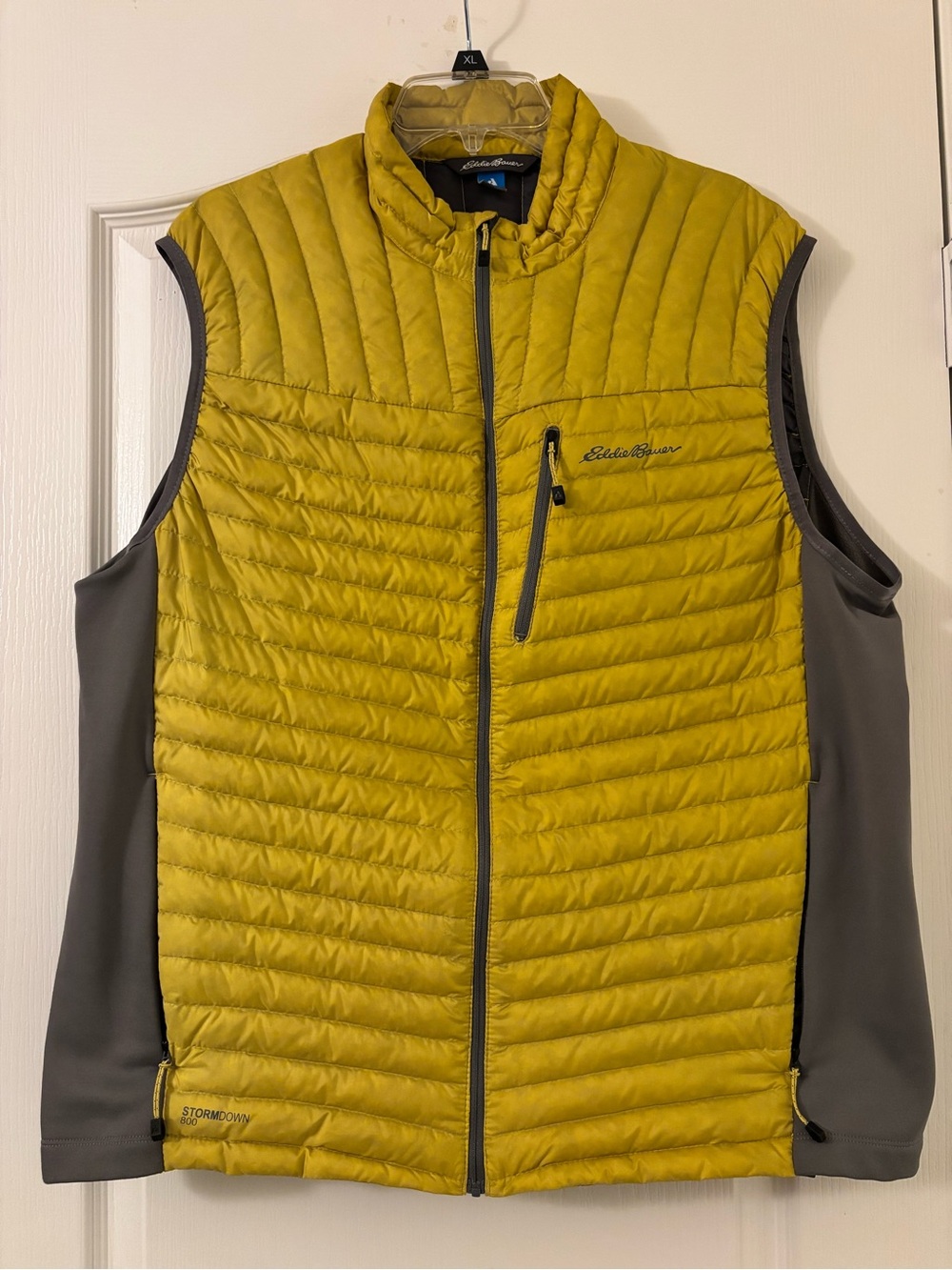 Eddie Bauer Vest Mens XL First Ascent Storm goose Down 800 Yellow outdoor